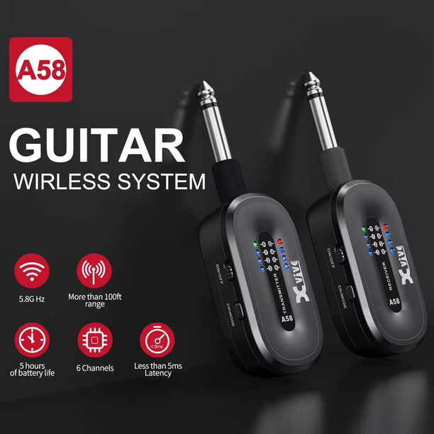 Transmisor Inalámbrico Xvive A58T 5.8 GHz para Guitarra y Bajo