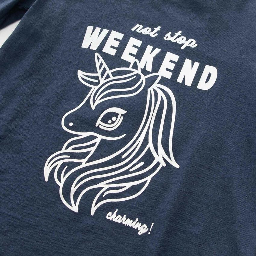 Polera Full Print Folia Infantil Azul Fashions Park