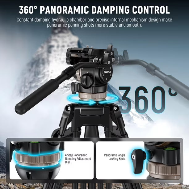NEEWER TH45 Trípode de Video con Cabezal Fluido – Capacidad 8 kg