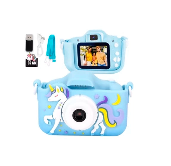 Mini Cámara Fotográfica Digital Para Niños Con Funda Y 32 Gb