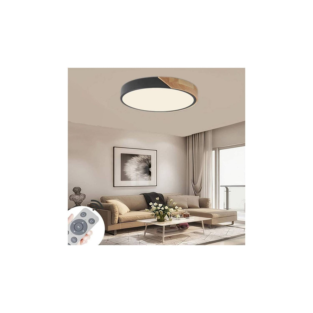 Led lámpara de techo madera 40cm diametro