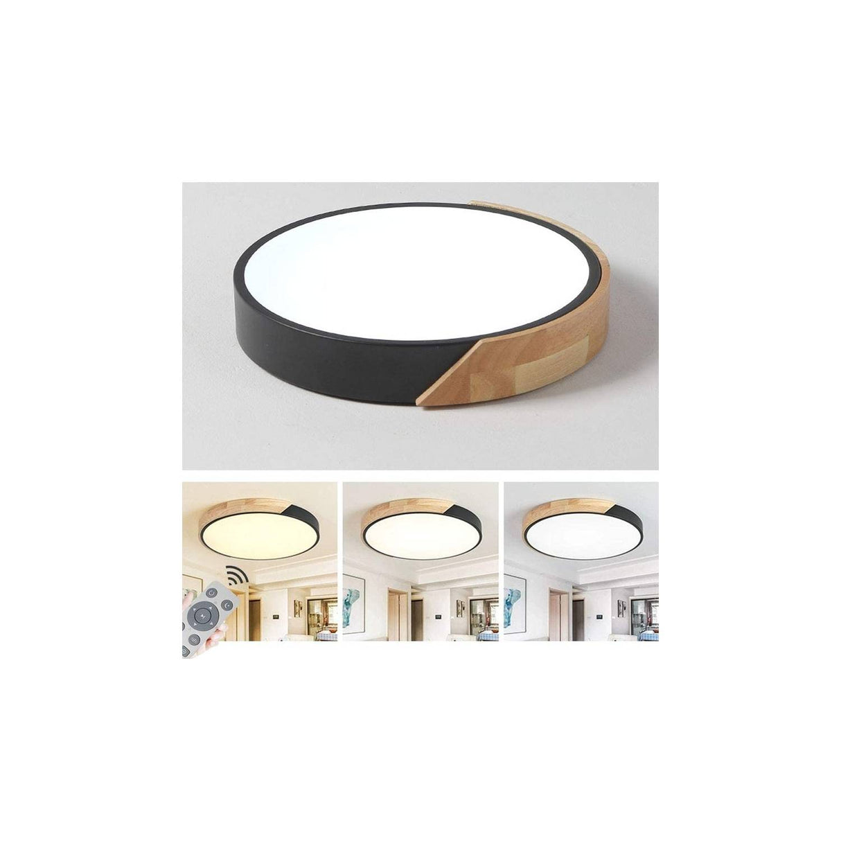 Led lámpara de techo madera 40cm diametro