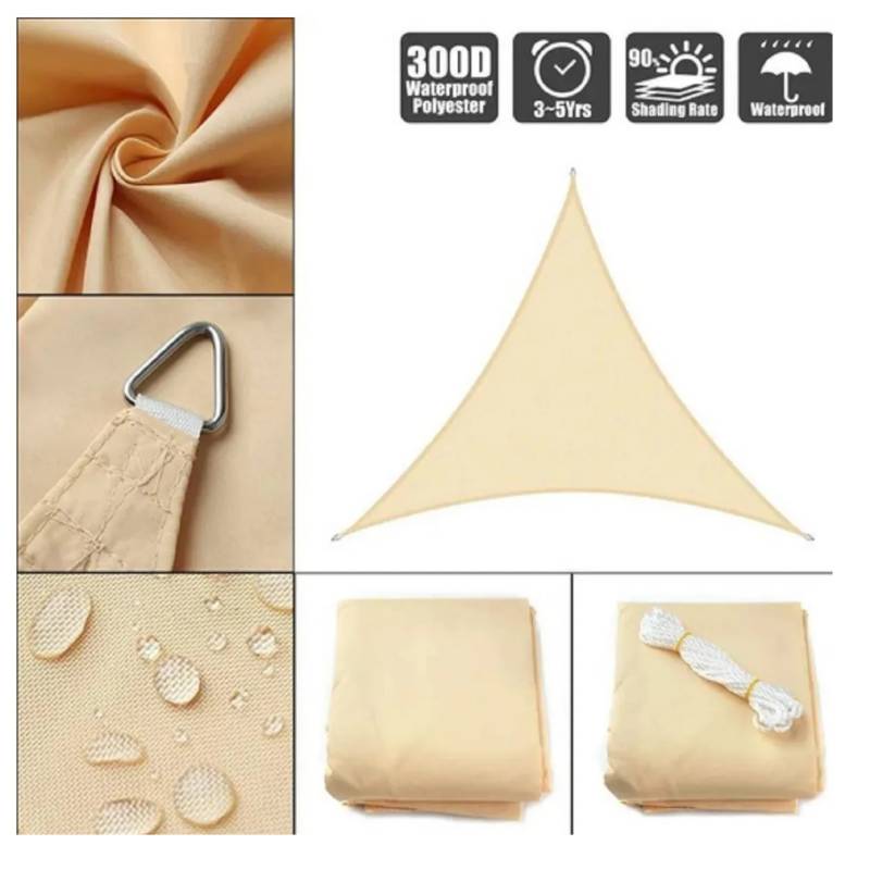 Toldo Vela Sombra Triangular 3x3x3 Mts Lonas Tela Sombrilla