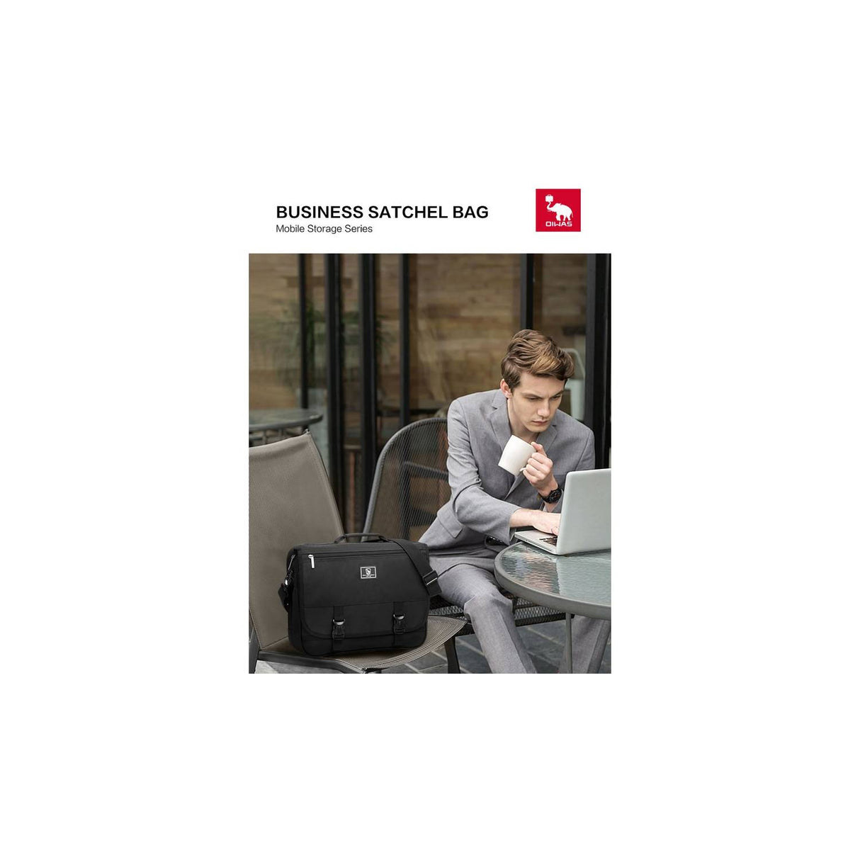 Maletín para 14 pulgadas oiwas 3105 hombres bolso de hombro-black