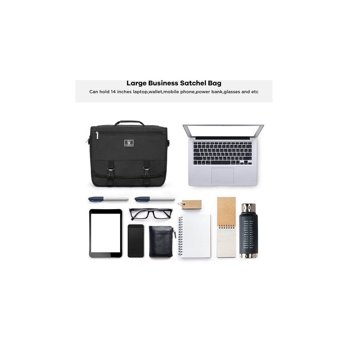 Maletín para 14 pulgadas oiwas 3105 hombres bolso de hombro-black