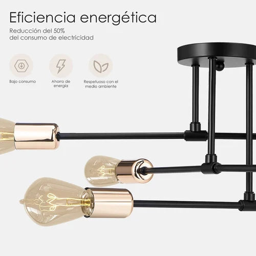 Lámpara de techo colgante iluminación moderna de 6 Focos E27