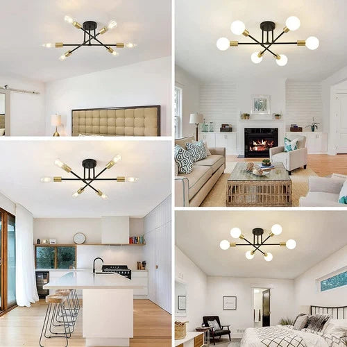 Lámpara de techo colgante iluminación moderna de 6 Focos E27