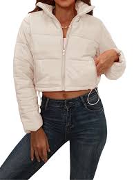 Chaqueta Acolchada Corta con Cremallera Completa | Ligera | Cuello Alto |