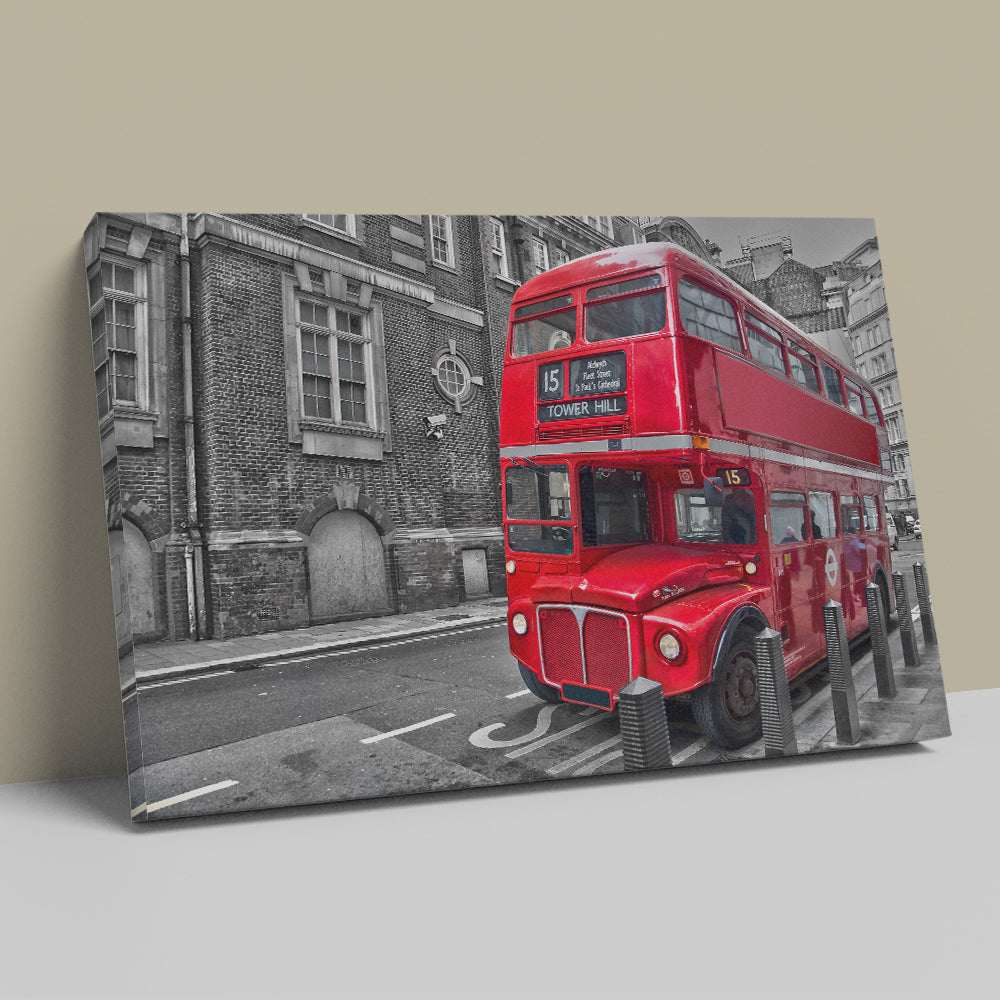Cuadro reproducción canvas en Bastidor "London Bus"