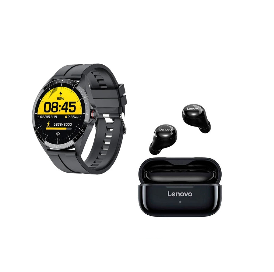 Pack Reloj smartwatch KUMI GW16T mas Audifonos Lenovo LP11