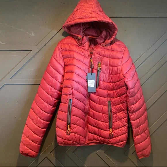 Chaqueta acolchada color burdeos intenso Mujer