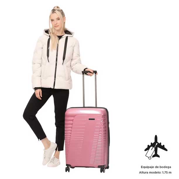 Maleta De Viaje Mediana Traveler 23 Kg Rosada Deco Rose