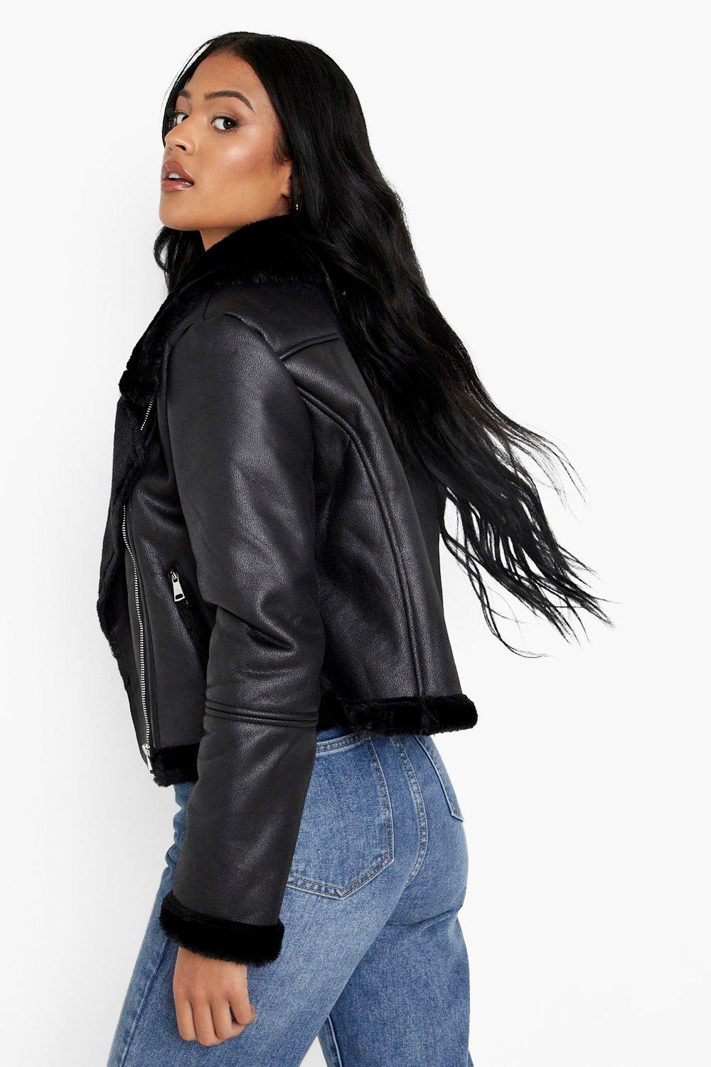 Chaqueta Tall de doble faz crop de cuero sintético