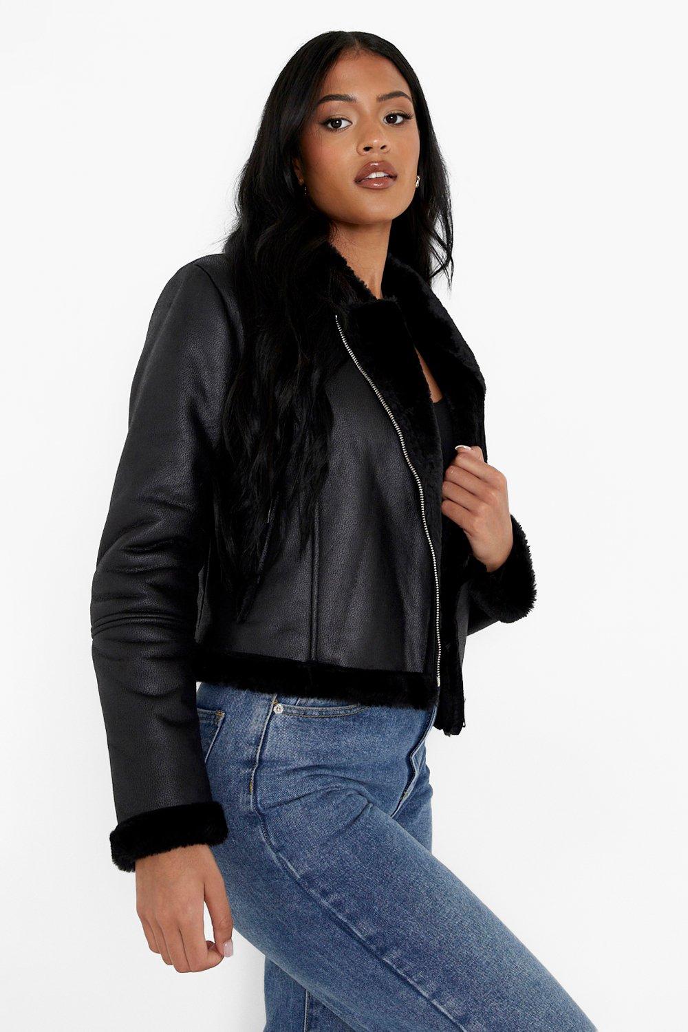 Chaqueta Tall de doble faz crop de cuero sintético