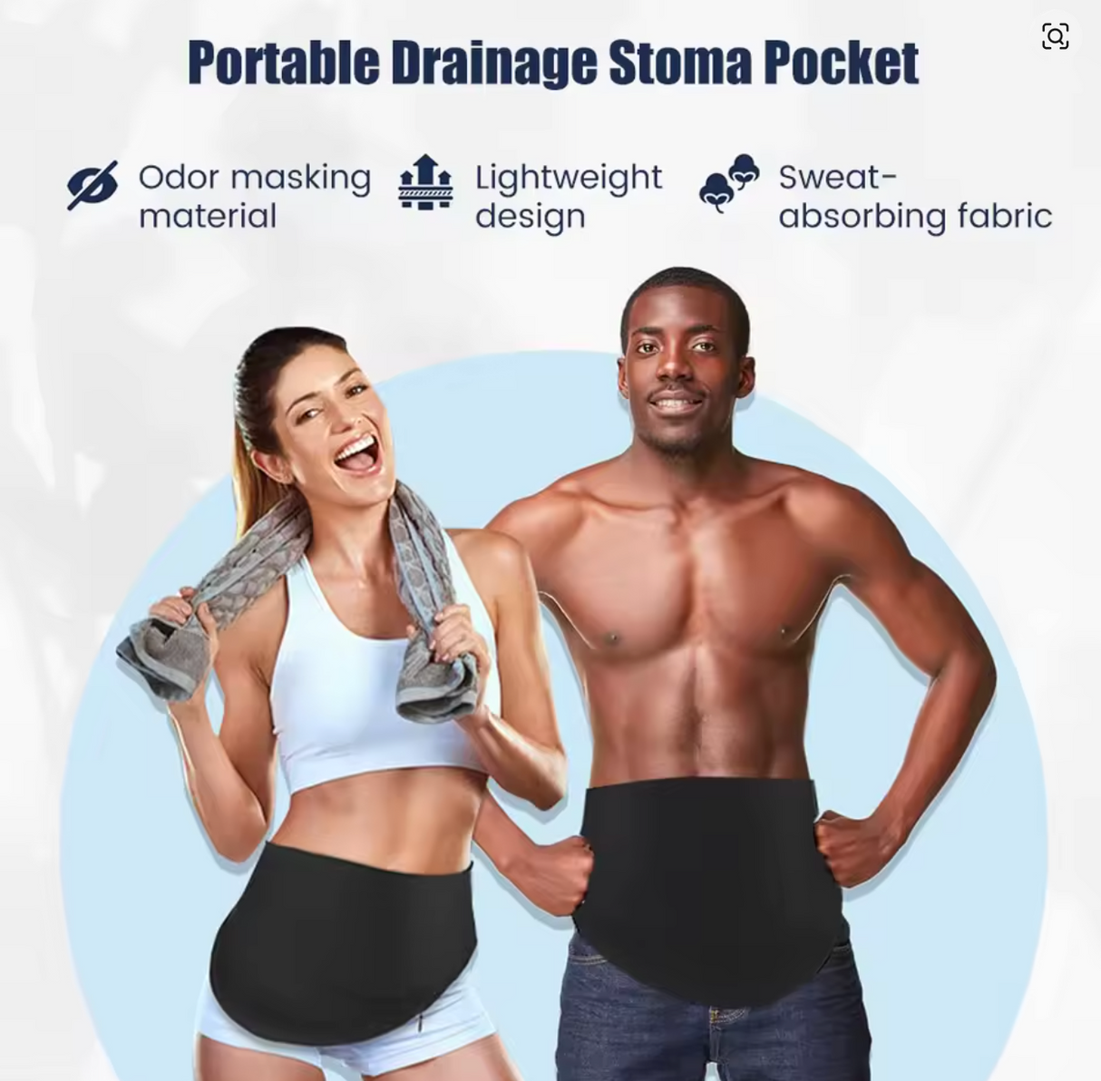 Cinturón envolvente de ostomía transpirable, funda segura para bolsa de colostomía