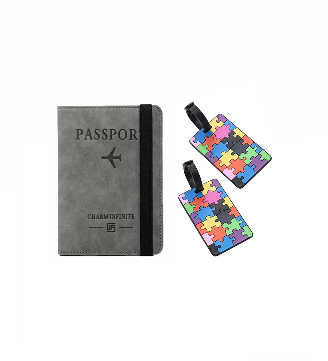 Pack 1 Porta Pasaporte más 2 Identificadores de Maleta