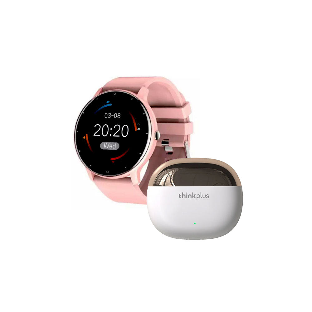 Pack Pink Audifonos Bluetooth - Lenovo X15pro + Smartwatch Bluetooth ZL02 Sports Fitness