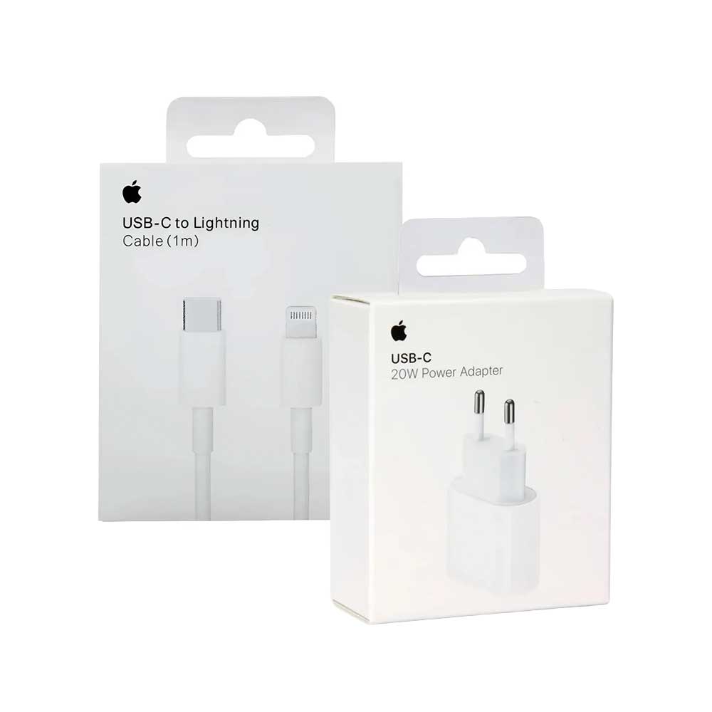Pack cable usb C to lightinging cable 1 mt + usb-c 20w power adapter original