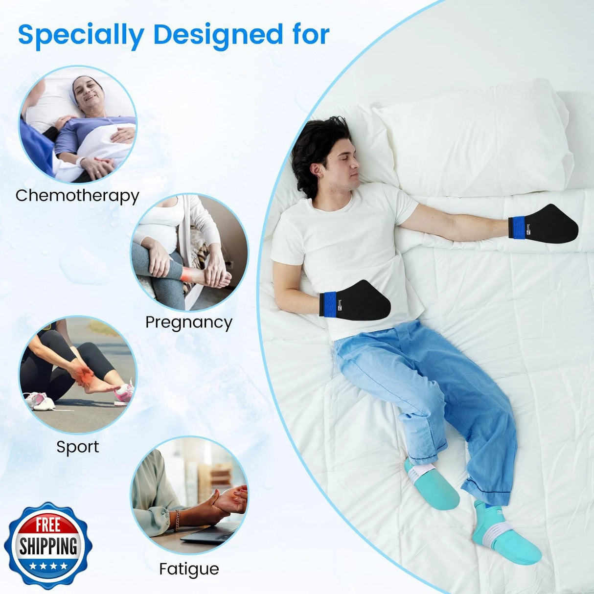 Guantes y calcetines fríos SuzziPad para quimioterapia, bolsas de hielo de quimioterapia para manos y pies