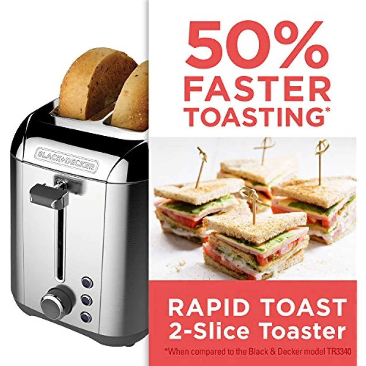 Tostadora de BLACK+DECKER TR3500SD Rapid Toast acero inoxidable 110V