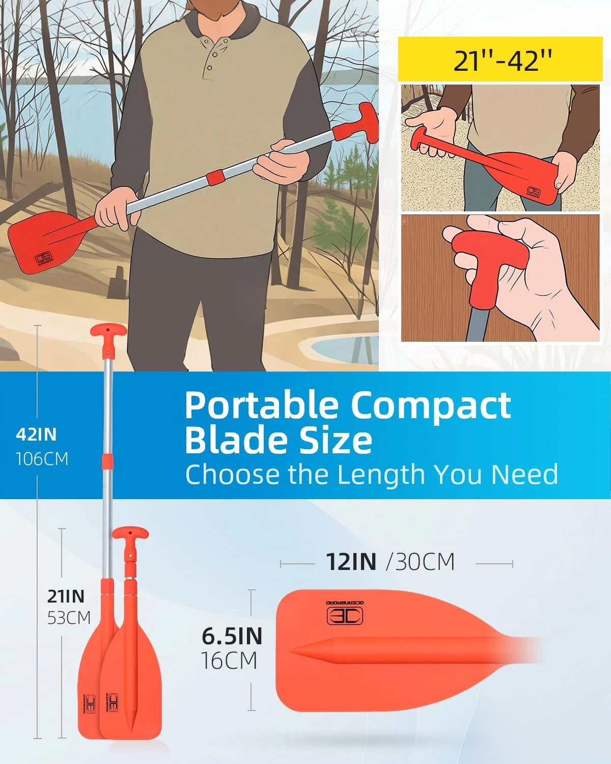 Paleta Remo telescópica de emergencia 21''-42'' (requiere montaje)/26''-54'' aluminio