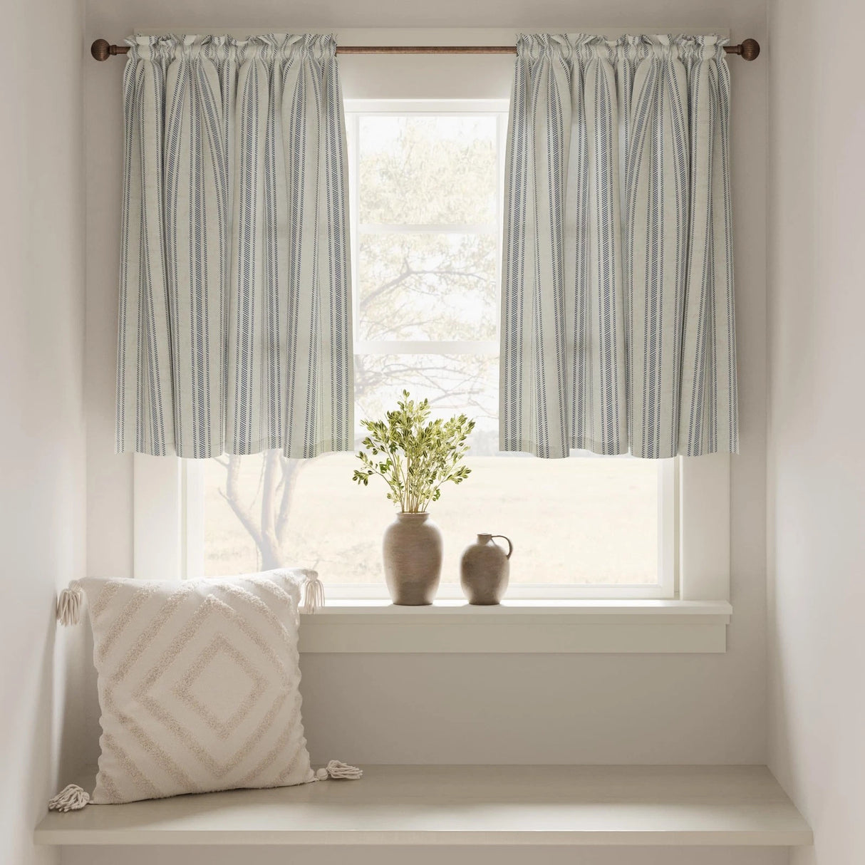 Jinchan Cortinas Nivel Lino Rayas Granja Pequeña Ventana Cocina Baño