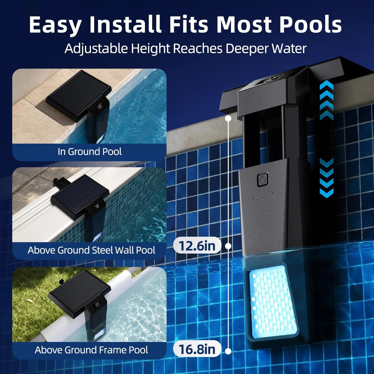 Brightown DS179 Luz Solar LED RGBW para Piscina con Pantalla LCD y Control Remoto