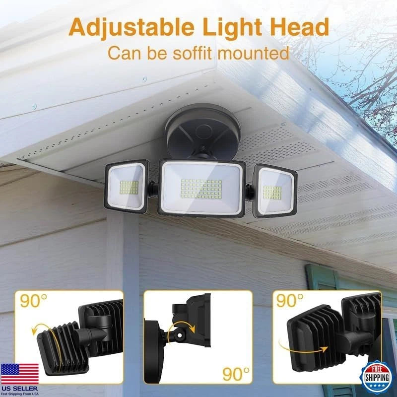 Focos exteriores de 60W 6000 lm de brillo 3 cabezales ajustables
