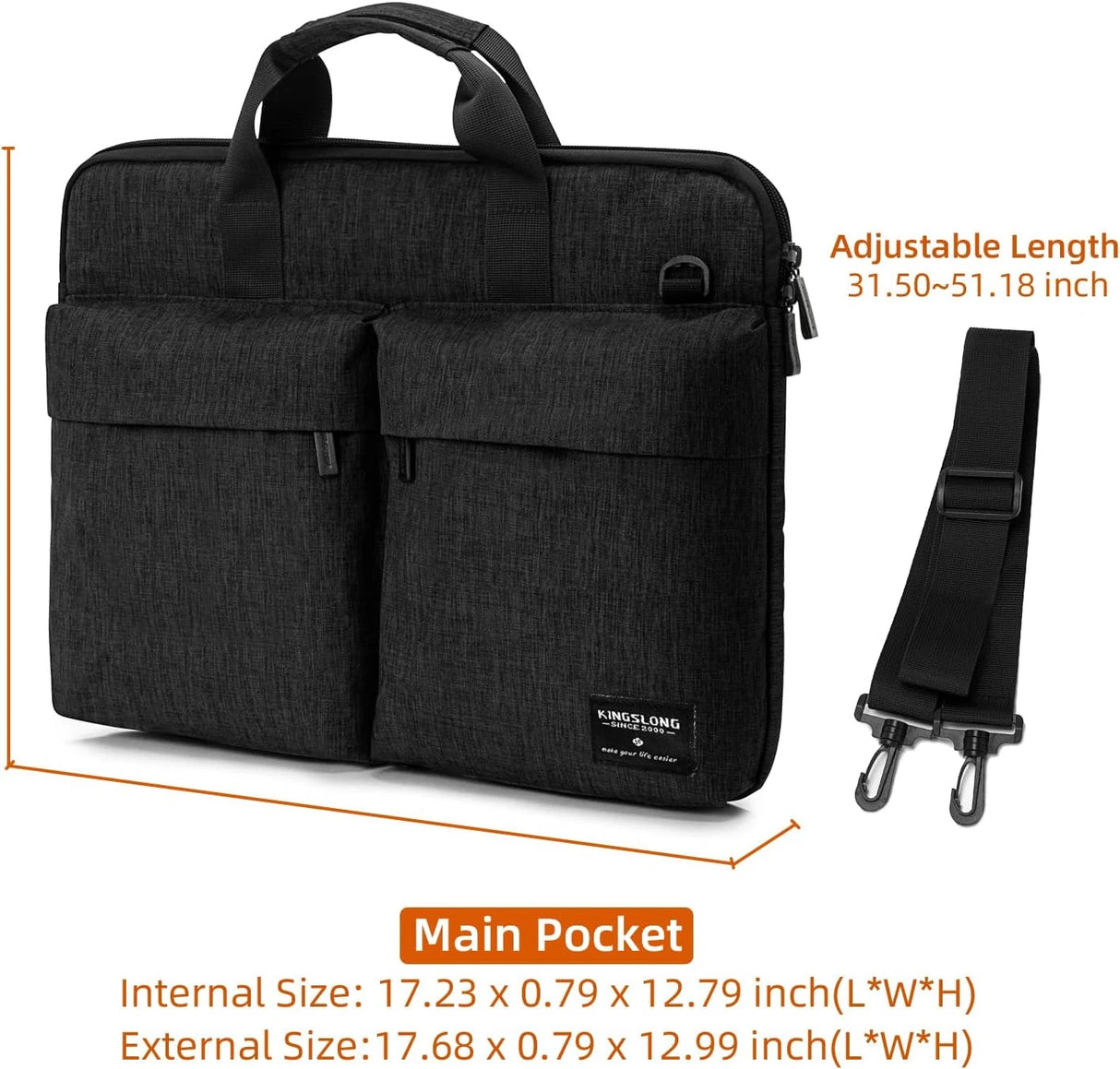 Bolso delgado para computadora portátil KINGSLONG 15,6 pulgadas