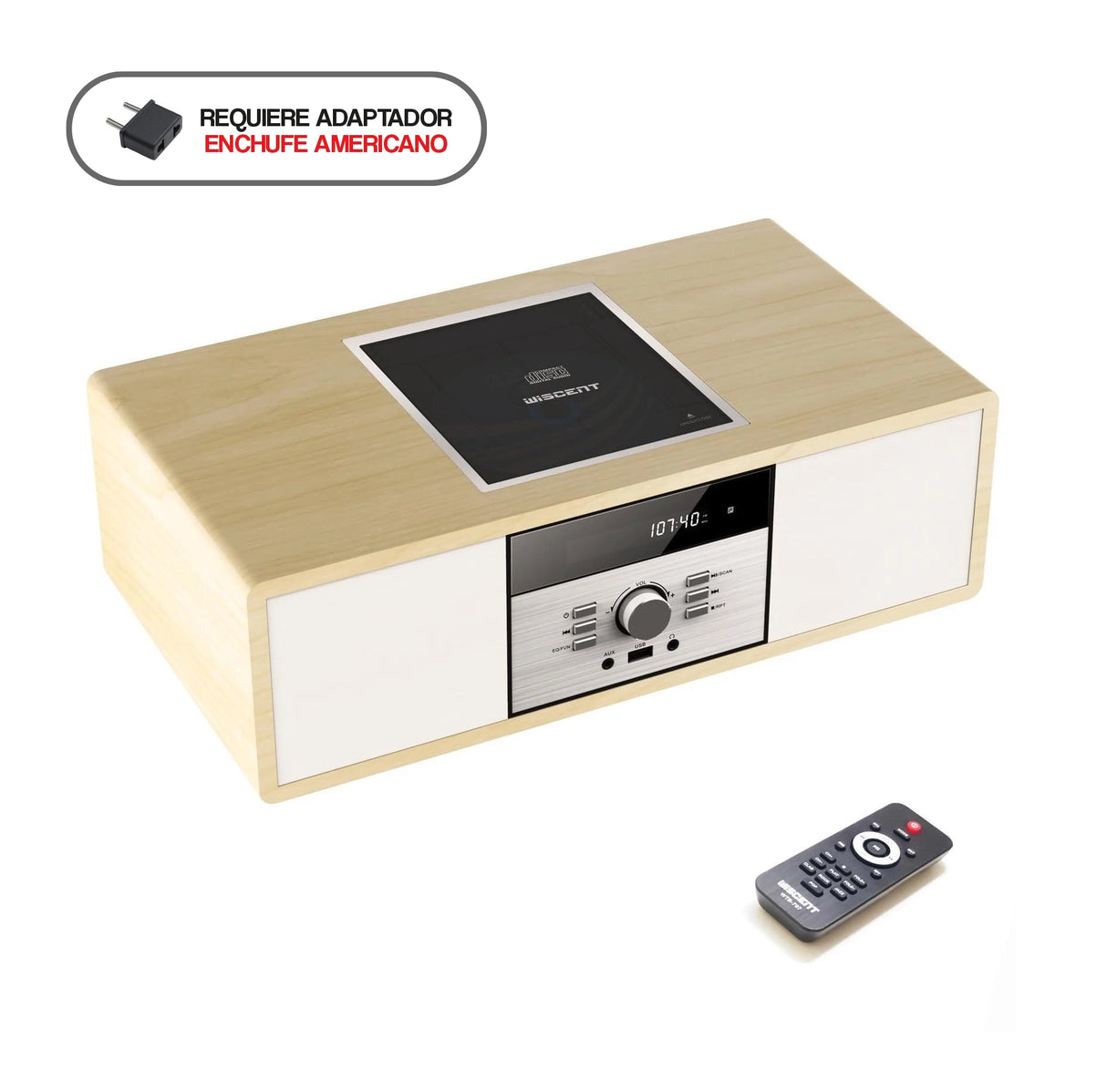 Nostálgico Sistema Estéreo Bluetooth para el Hogar, WISCENT Vintage Sistema Micro HiFi