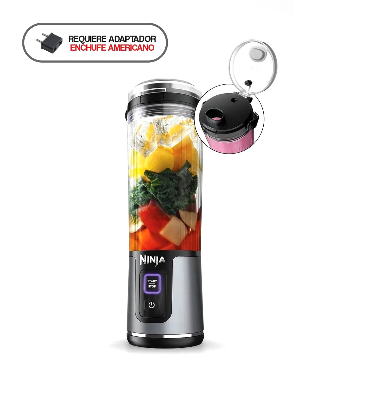 Licuadora portátil Ninja BC151BK Blast 18 oz. Recipiente licuadora personal recargable