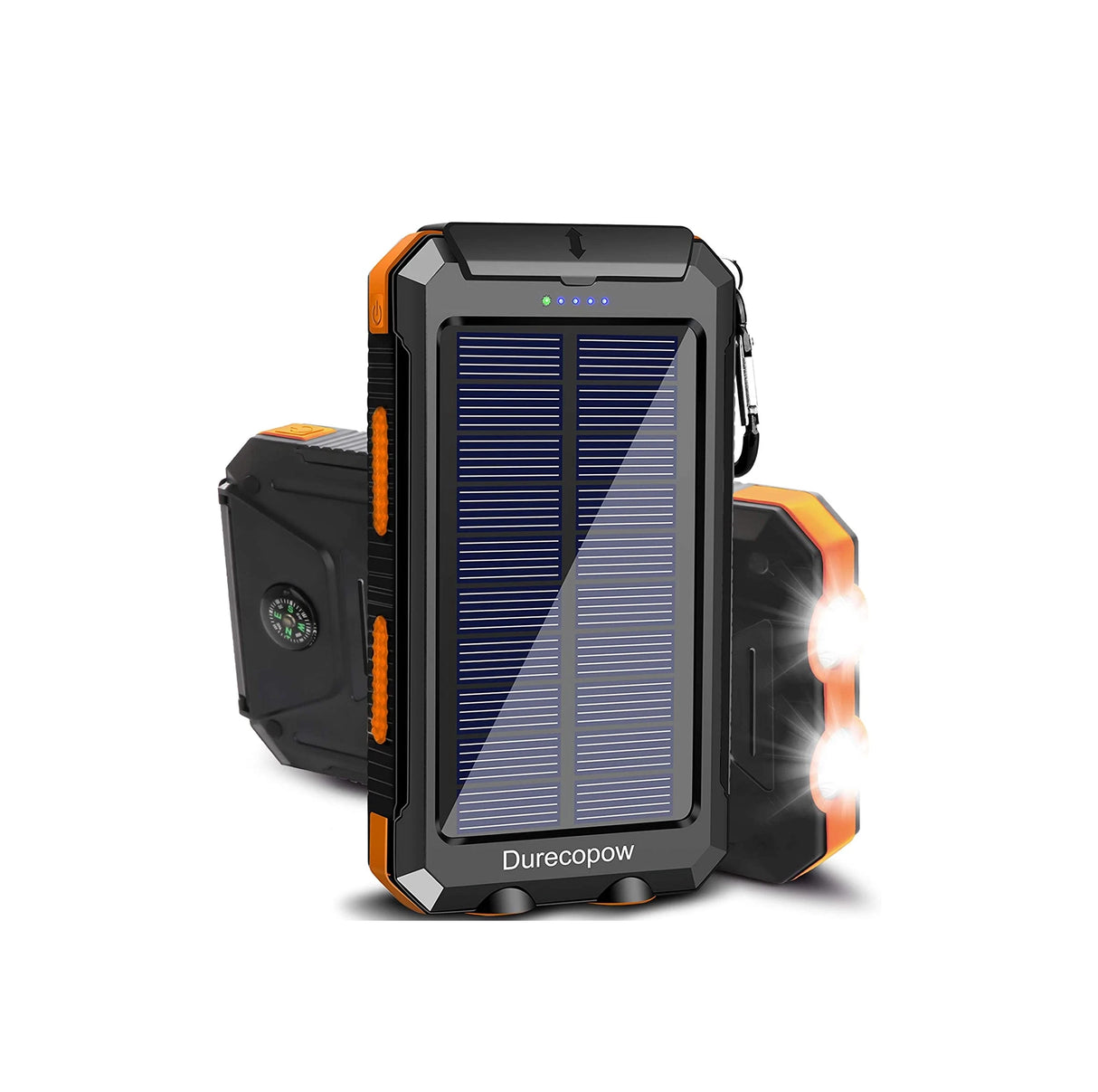 Power Bank Solar 20000mAh Impermeable Cargador Portátil con Doble Brújula LED
