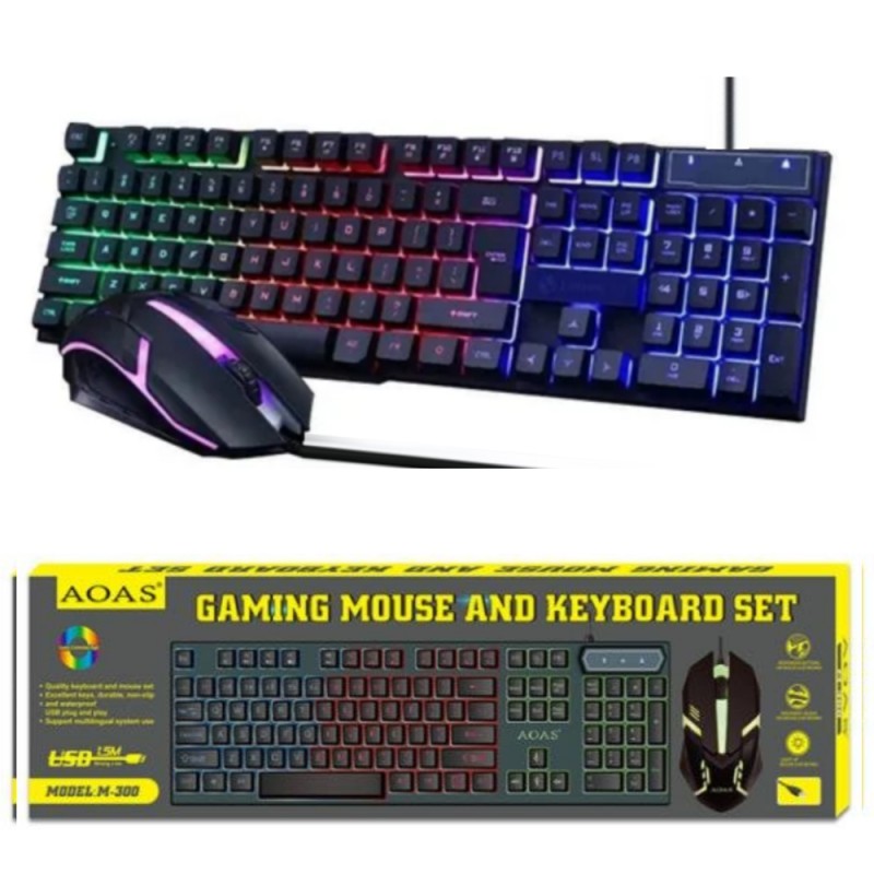Teclado Mouse AOAS Gamer Black USB M-300