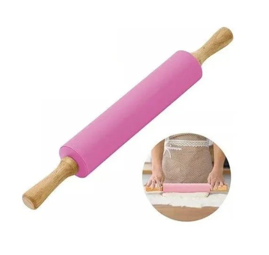 Uslero Rodillo De Silicona Asas De Madera 42 Cm Pasteleria