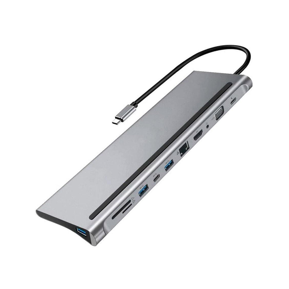 Hub Adaptador USB-C 11 en 1 HDMI VGA RJ45 SD TF PD