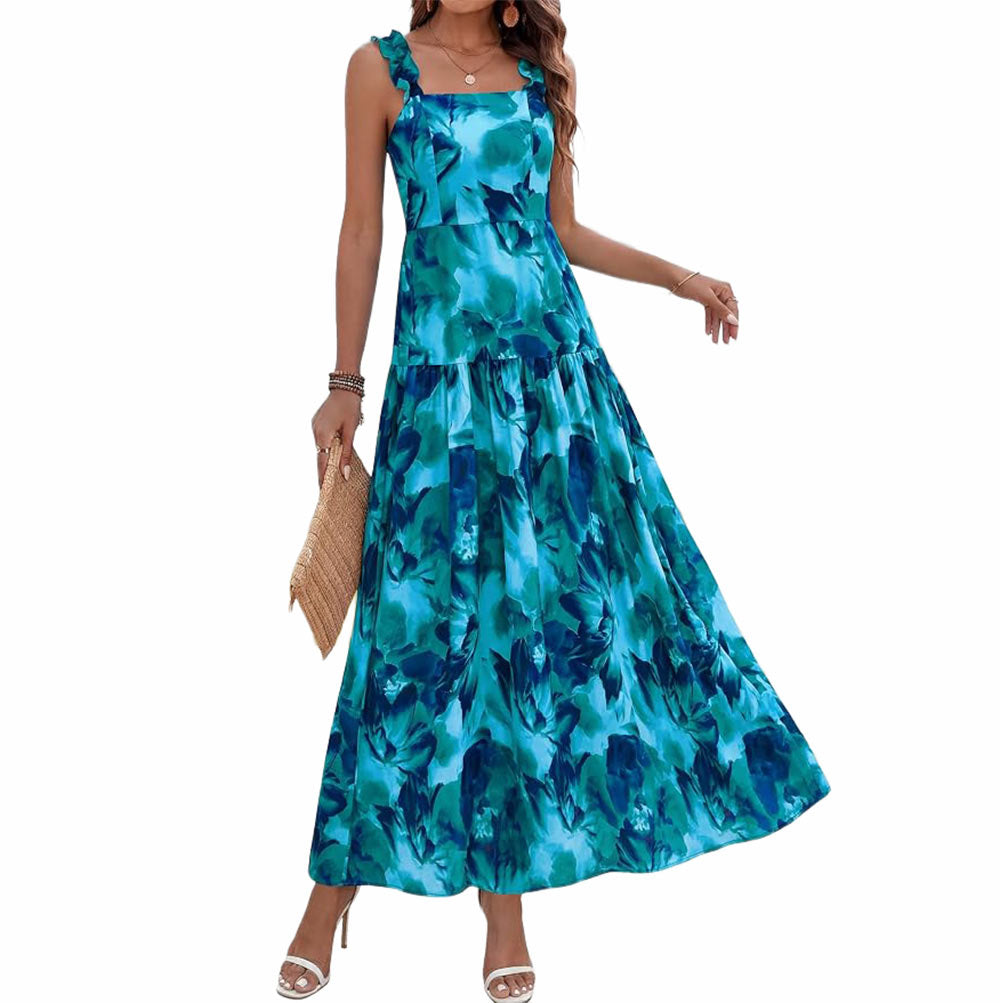 Vestido BTFBM Mujer Sin Mangas con Cuerpo Smocked