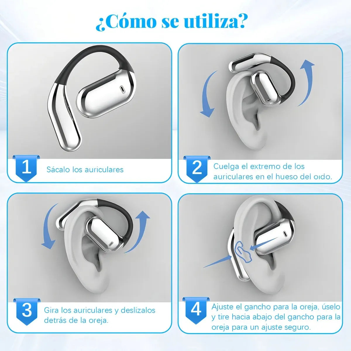 Auriculares Bluetooth Oído Abierto Inalámbricos con Micrófono