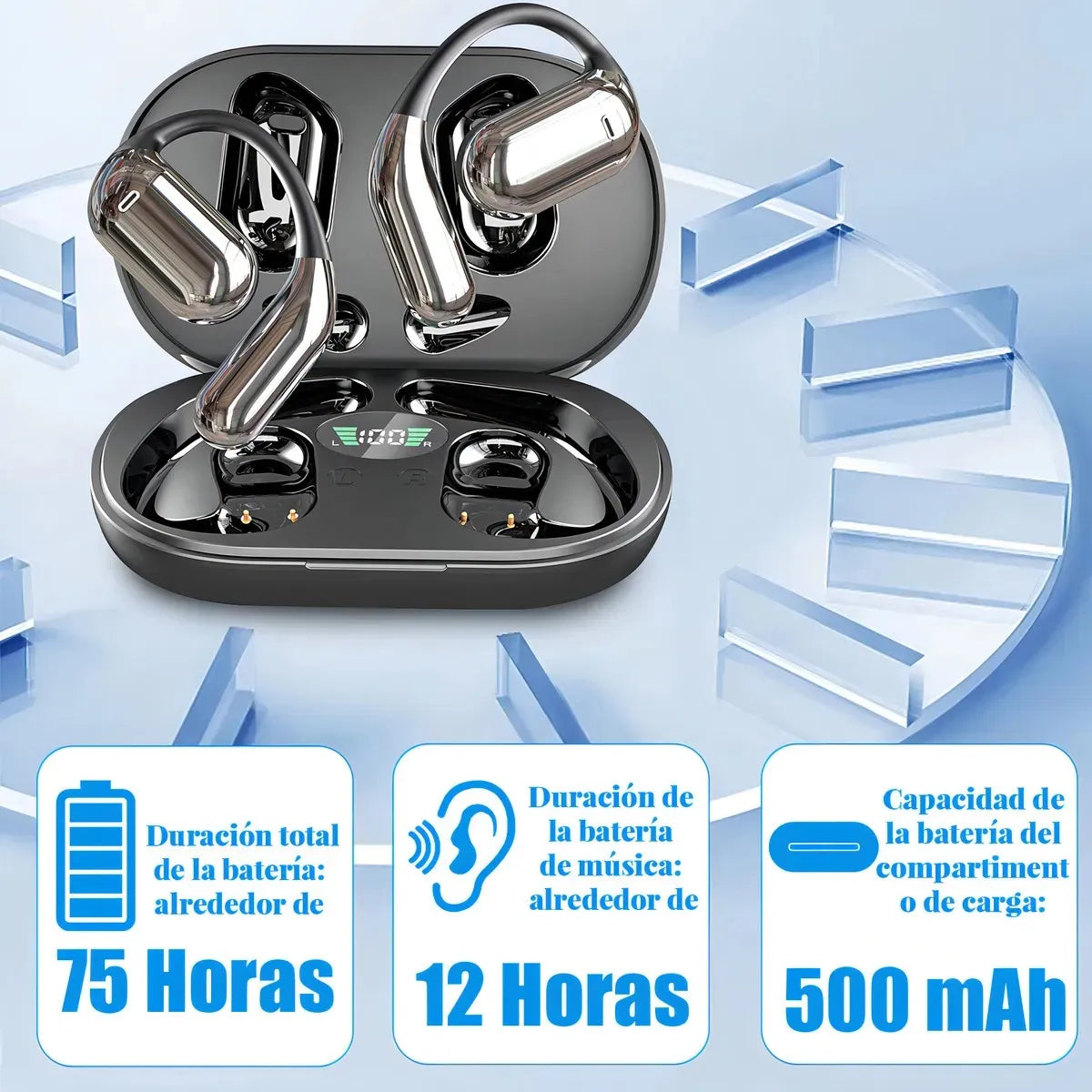 Auriculares Bluetooth Oído Abierto Inalámbricos con Micrófono