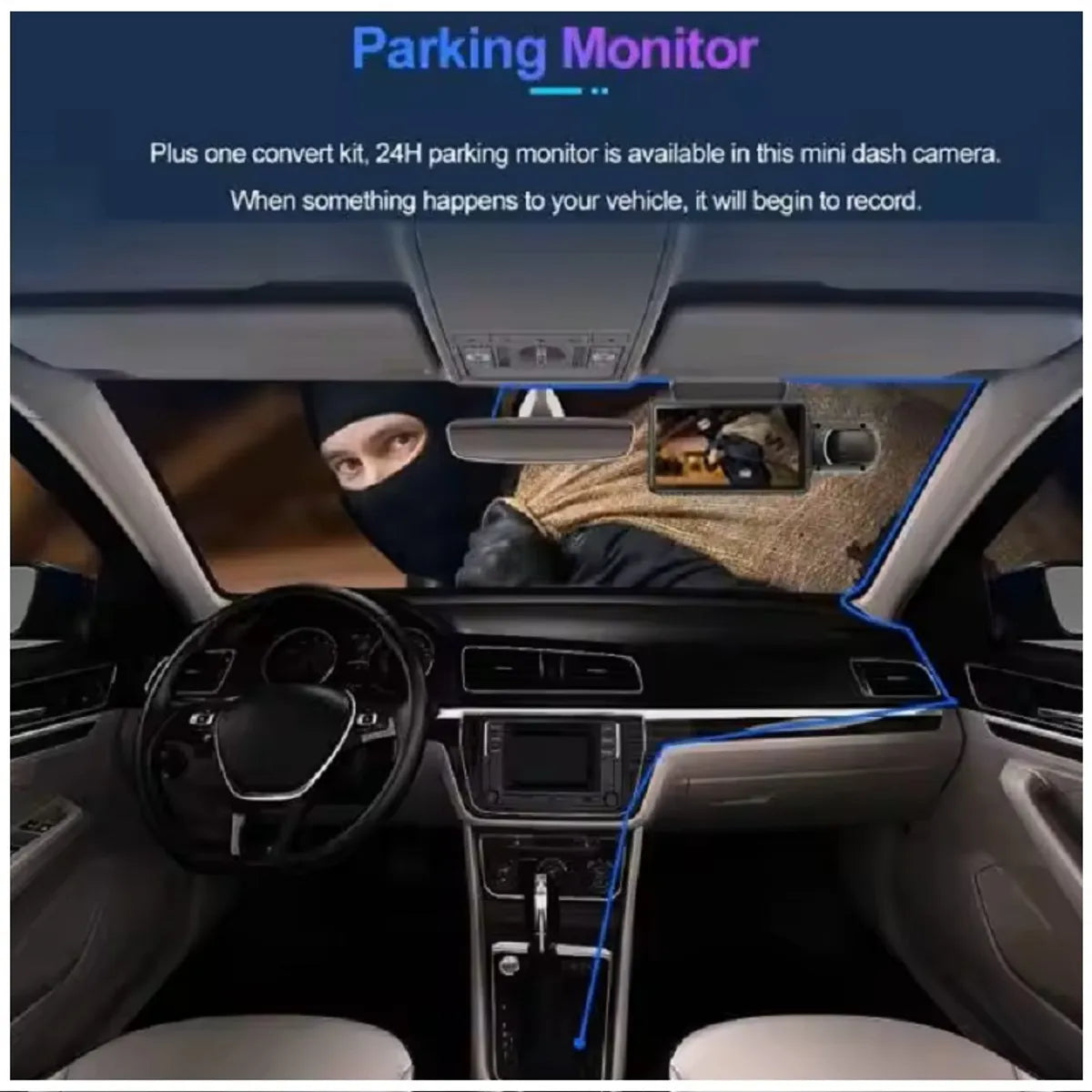 Dash Cam Modelo A68 Cámara Dual 1080P Amplio Ángulo de 150° Grabación Continua Sensor G