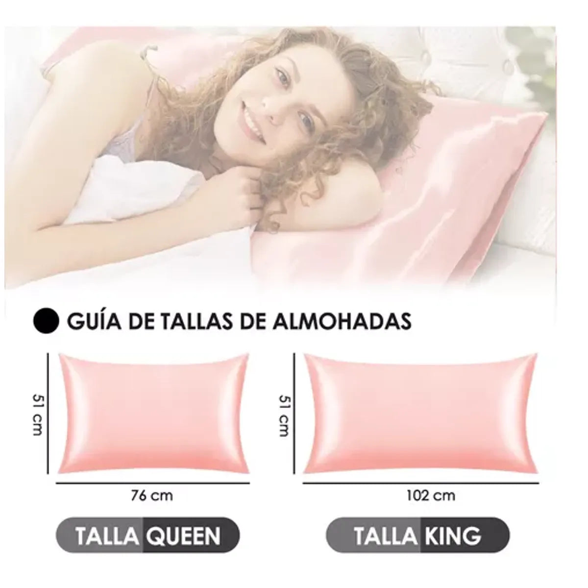Set de 2 Fundas de Almohada Satén Tipo Seda 102 x 51 cm | Suavidad Premium para Cabello y Piel