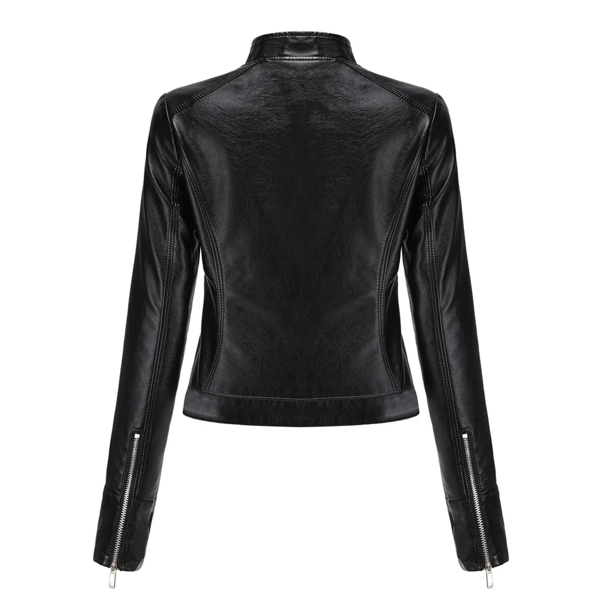 Chaqueta de PU para mujer - Negro Cierre Metalico