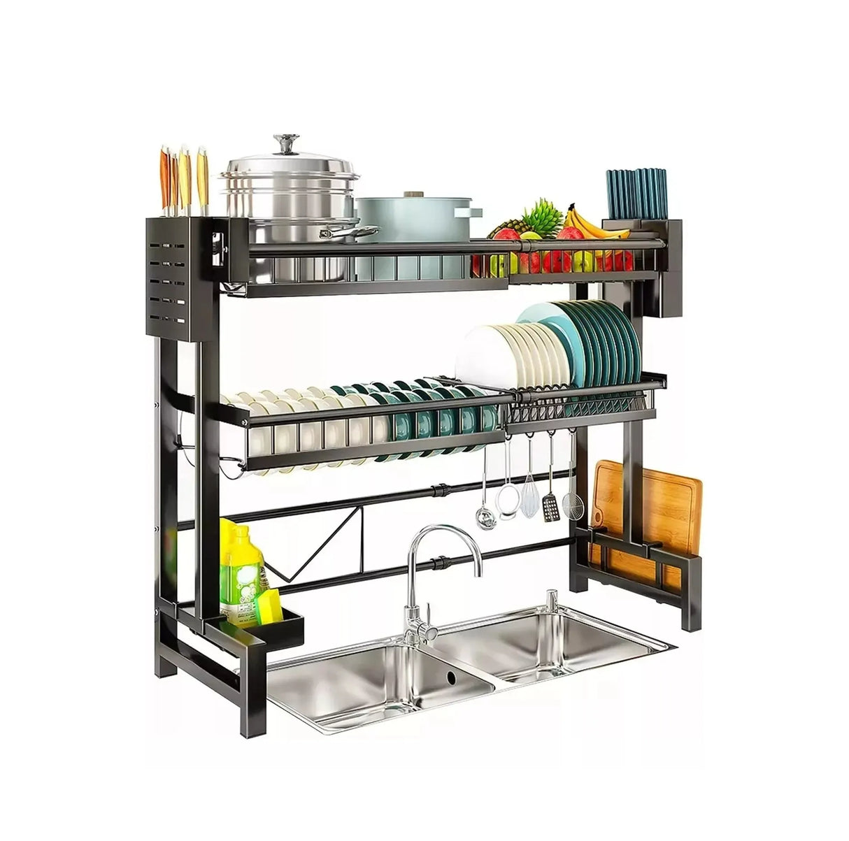 Escurridor Retráctil Secador Ajustable Loza Platos 2 Niveles