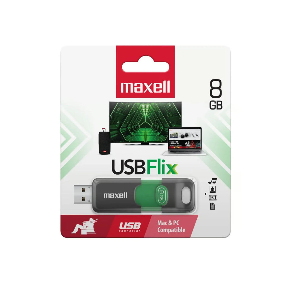 Pendrive Maxell Flix 8gb 2.0 Verde