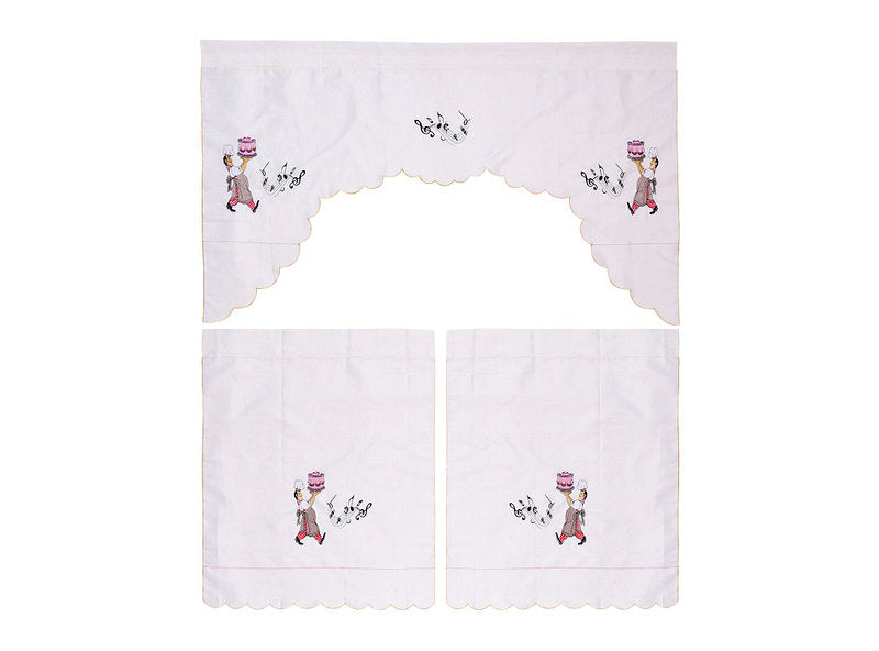 Set cortina de cocina 3 piezas blanco