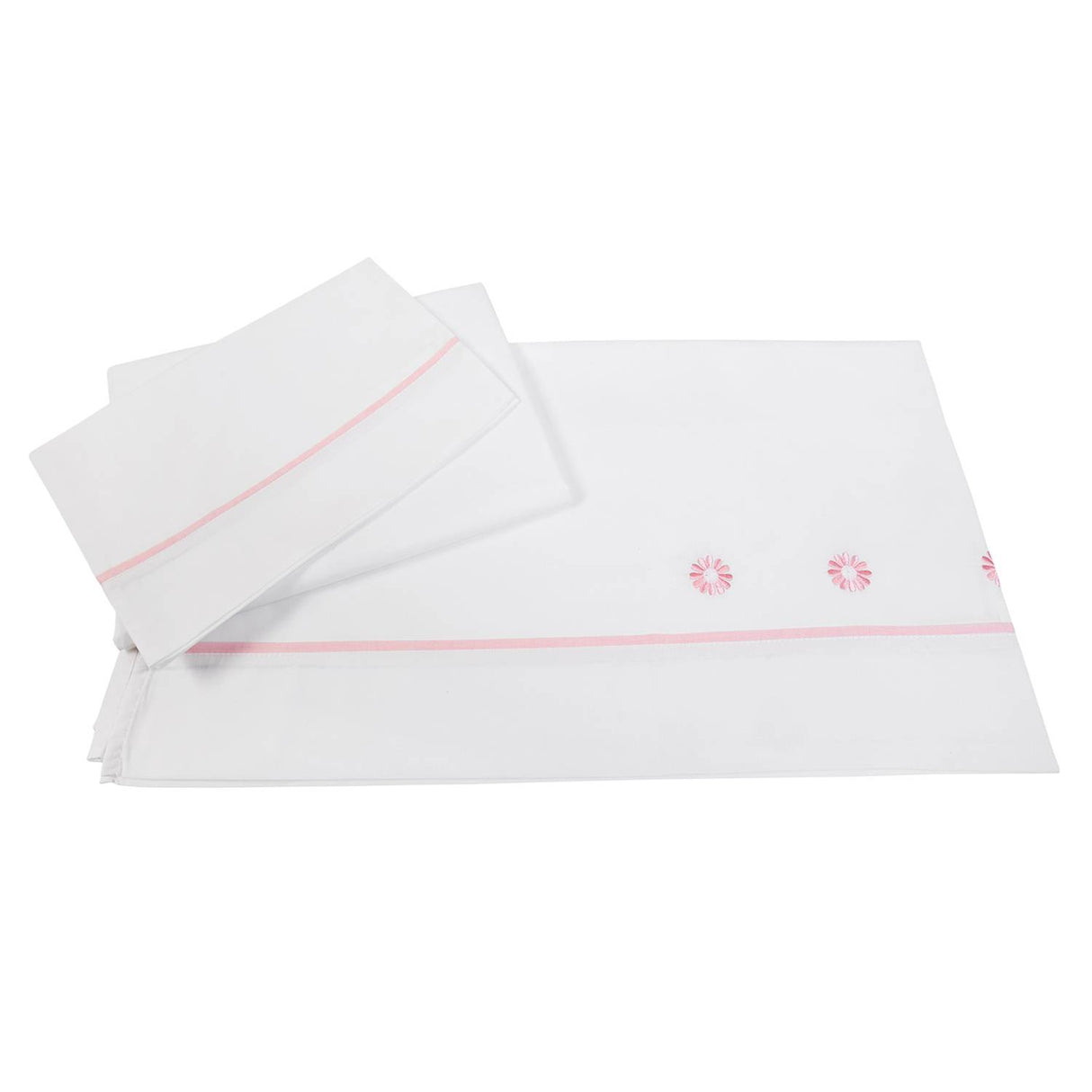 Sabanas P Play flores rosadas bebé