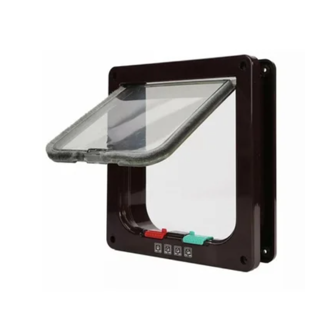 Puerta de vidrio para mascotas de perros y gatos-marrón