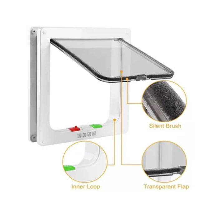 Puerta de vidrio para mascotas de perros y gatos-marrón