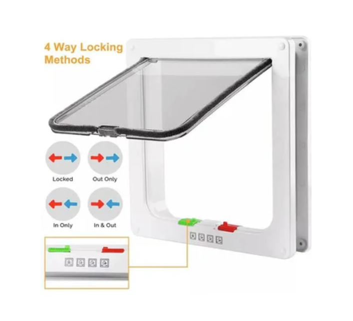 Puerta de vidrio para mascotas de perros y gatos-marrón