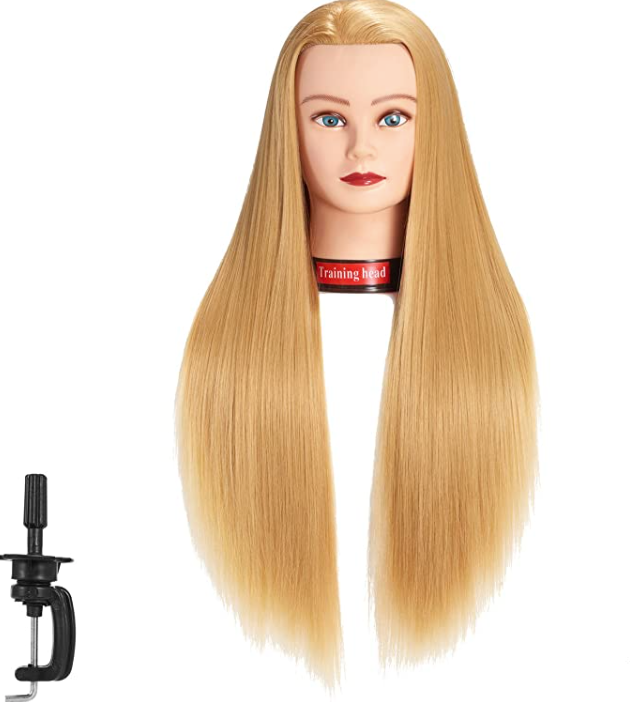Cabeza de entrenamiento Peluquería (50-58cm) Rubia con abrazadera soporte