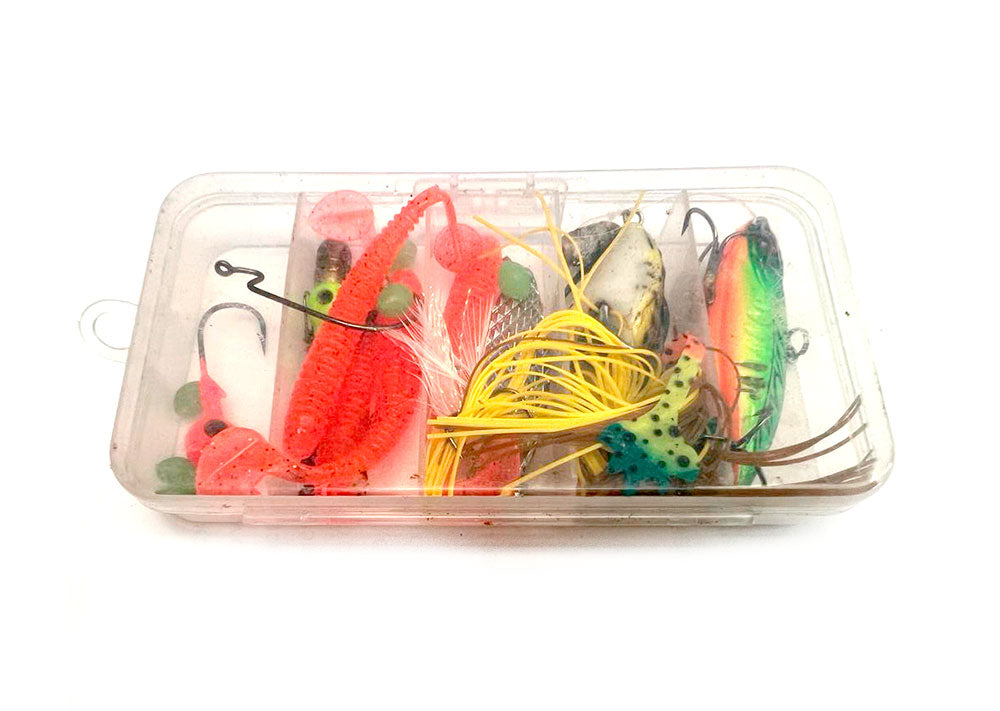 Cajita Anzuelos De Pesca 10 Medidas Distintas + Set anzuelos Señuelos